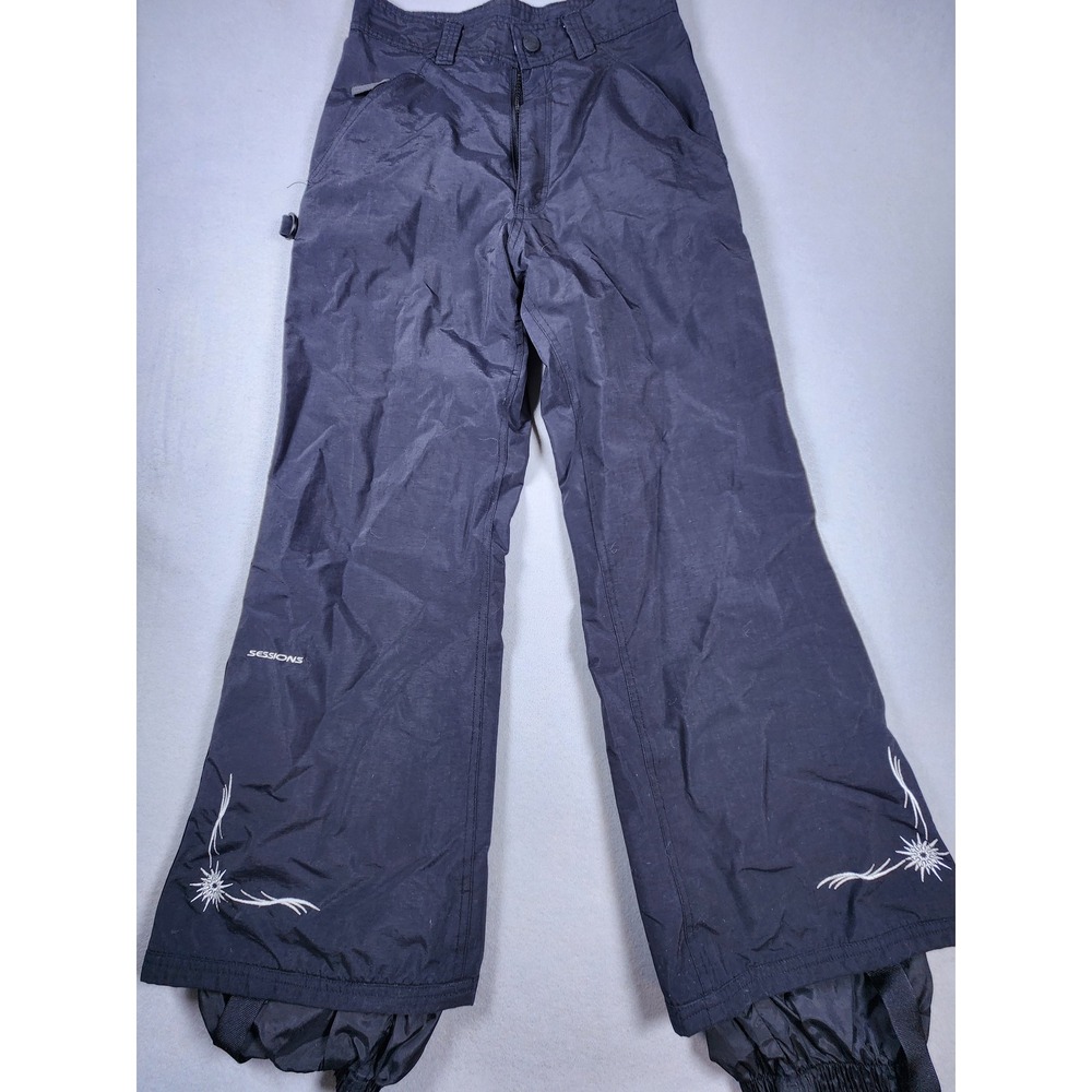 Sessions Terrain Snowboard Pants Womens XS Black Embroidered Starburst Snow Ski